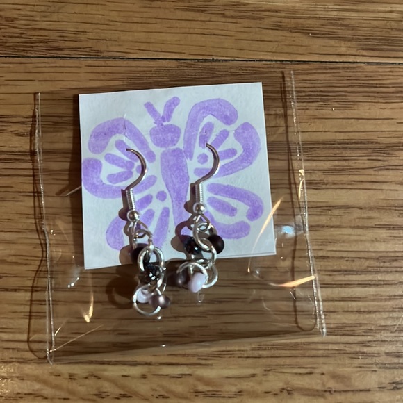 Handmade , glass beads , earrings - Picture 3 of 10